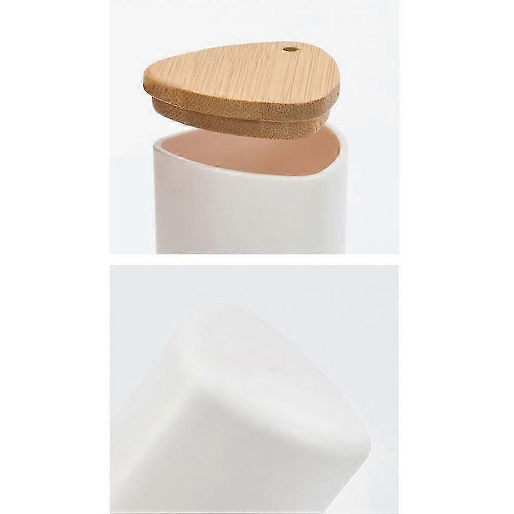 White Bamboo Lid Plastic Toothpick Holder for Table Storage