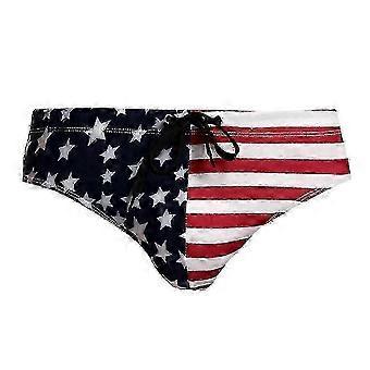 Stretchy & Comfortable Breathable Men's Swim Briefs Showcasing USA Flag, for Water Enjoyment