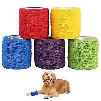 5 Rolls Self Adherent Cohesive Bandage 2 Inch for Dogs Cats Horses - Vet Wrap Non-Woven Elastic Tape, First Aid, Sports