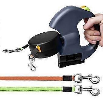 Dobbelt hundebånd - Forlengbart - 300 cm - Uttrekkbart - Dobbelt bånd for 2 hunder - Med lys - Ergonomisk håndtak - Uttrekkbart bånd - Reflekterende i mørket