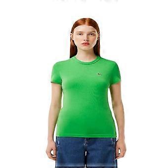 Lacoste Damen-T-Shirt mit Logo, Rundhalsausschnitt, schmal geschnitten
