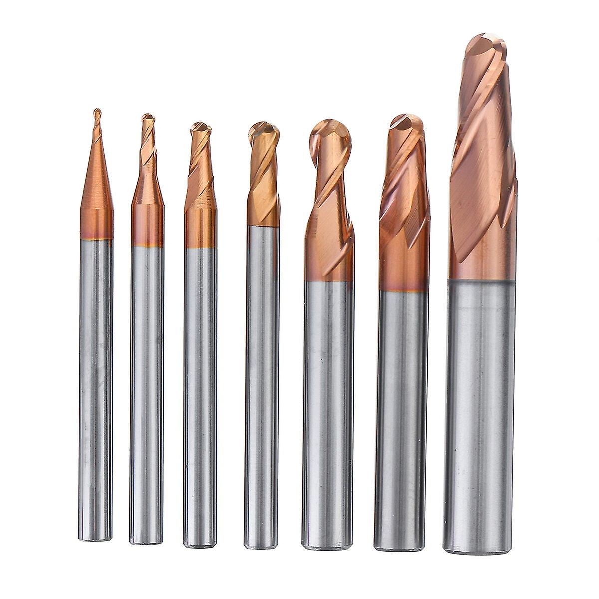 7Pcs 1-8mm Solid Carbide Straight End Mill 4 Flute Milling Cutter Cnc Tool