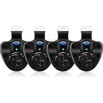 4 stuks zwart elektronische led licht vissen beet geluid alarmbel clip op hengel (q)