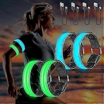 4-Pack USB Rechargeable LED Bracelets, Reflective Adjustable Flashing Safety Bracelets for Running
