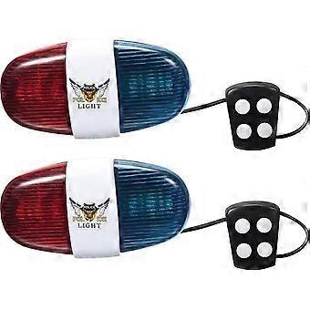 2 Pieces Bike Police Sound Lights LED Sounds Trumpet Bike Horn Police Siren [XR]