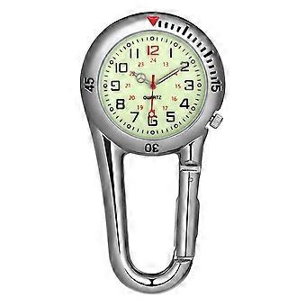 NICERIO Clip-on Quartz Watch Night Light Alloy Unisex Backpack Buckle Belt Watch with White Dial for Doctors Nurses Climbing Mountaineering (White)