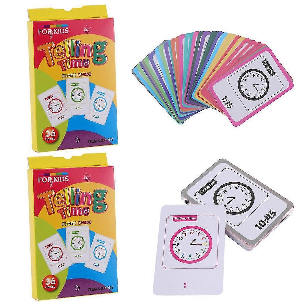 2pcs Telling Time Flash Cards Educational Board Game Teaching Game