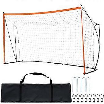 Bärbart Fotbollsmål, 12x6 ft Vuxna Barn Barn Bakgård Fotboll Nät, Övning Fotboll Nät, Stål Glasfiber Struktur Träning Måluppsättning, Orange