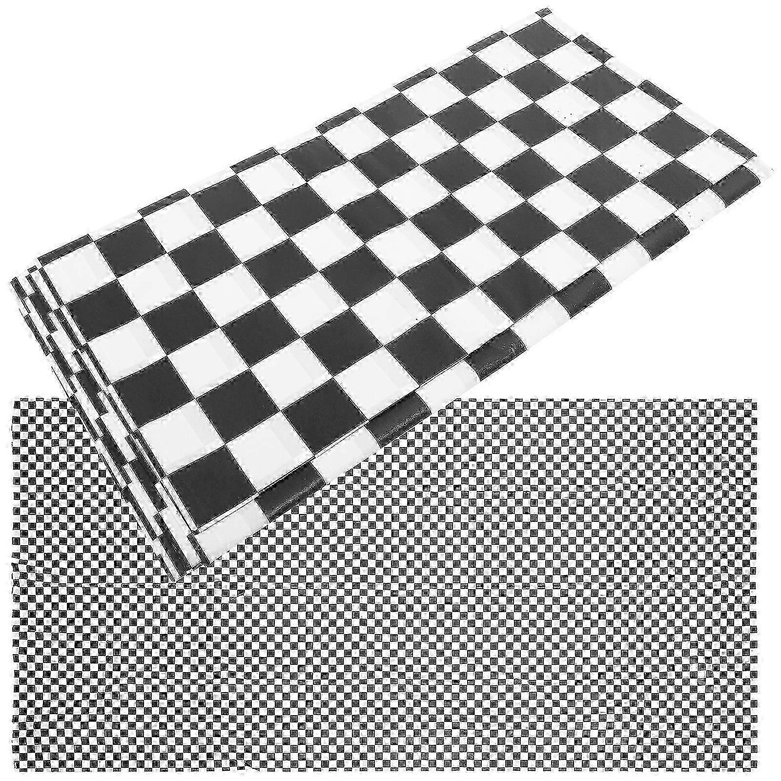 10 Pcs Black Checkered Tablecloths, Rectangular Plastic Table Covers compatible with Dining, 137x274 cm