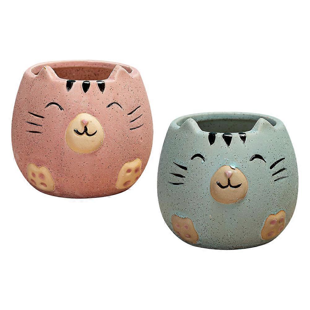 Decorative Ceramic Flower Pot for Succulents Multi-Function 2Pcs Household