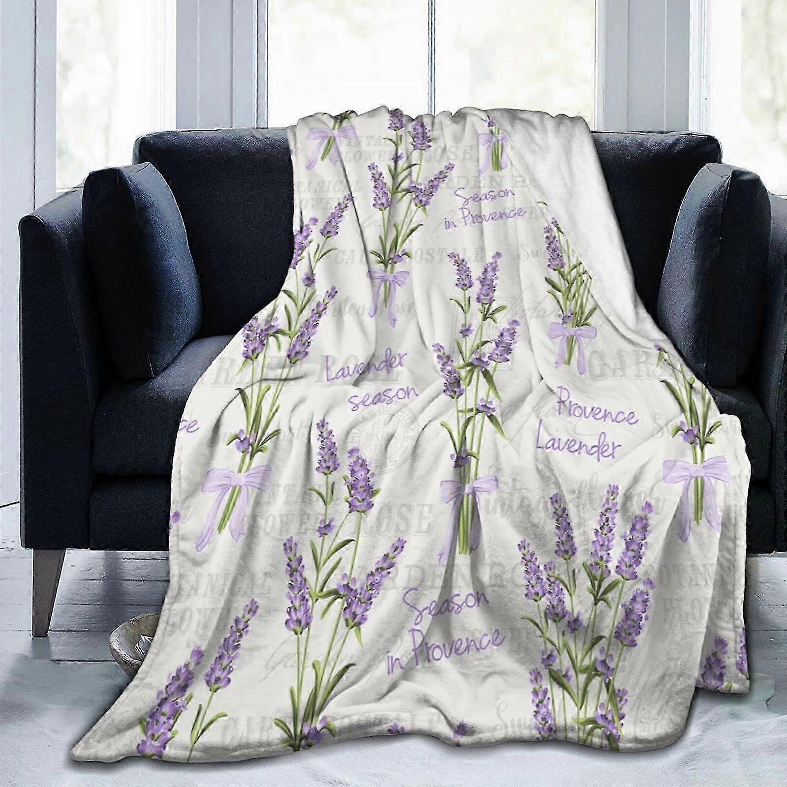 Lavender Floral Flannel Throw