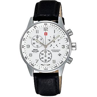Swiss Military Quartz Analog Man Watch avec Bracelet en peau de vache SM34012.06