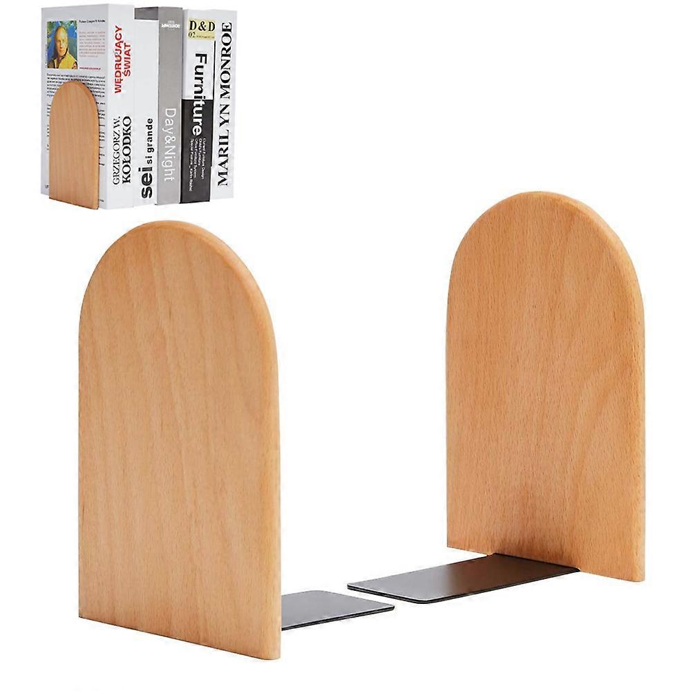 Rustic Walnut L-Shaped Bookends Non-Slip