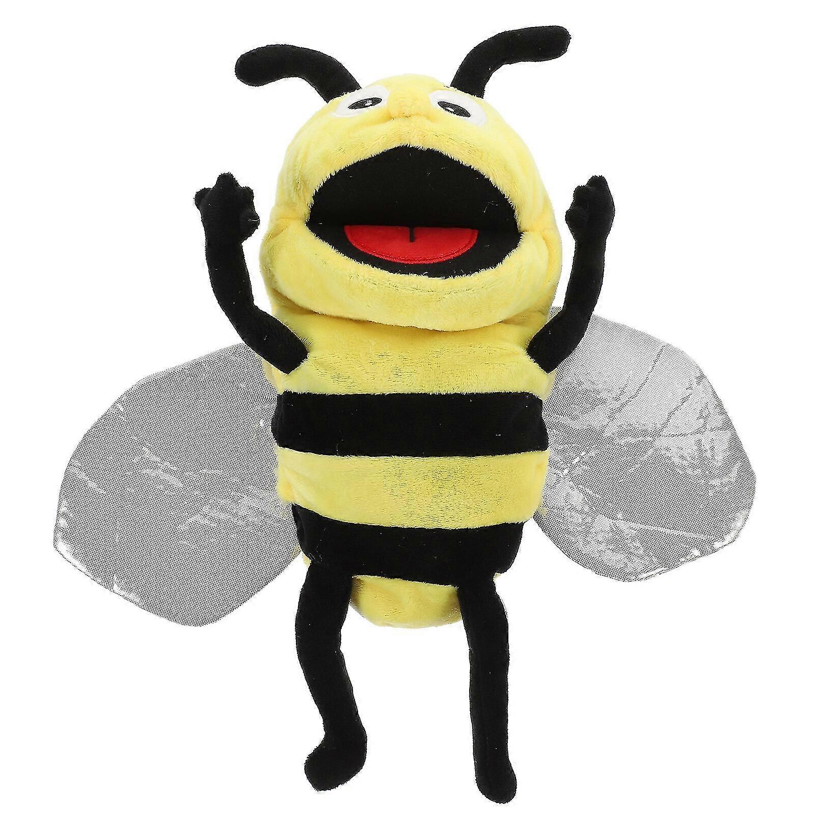 Plush Cartoon Bee Hand Puppet Stuffed Insect Interactive Pretend Play Puppet