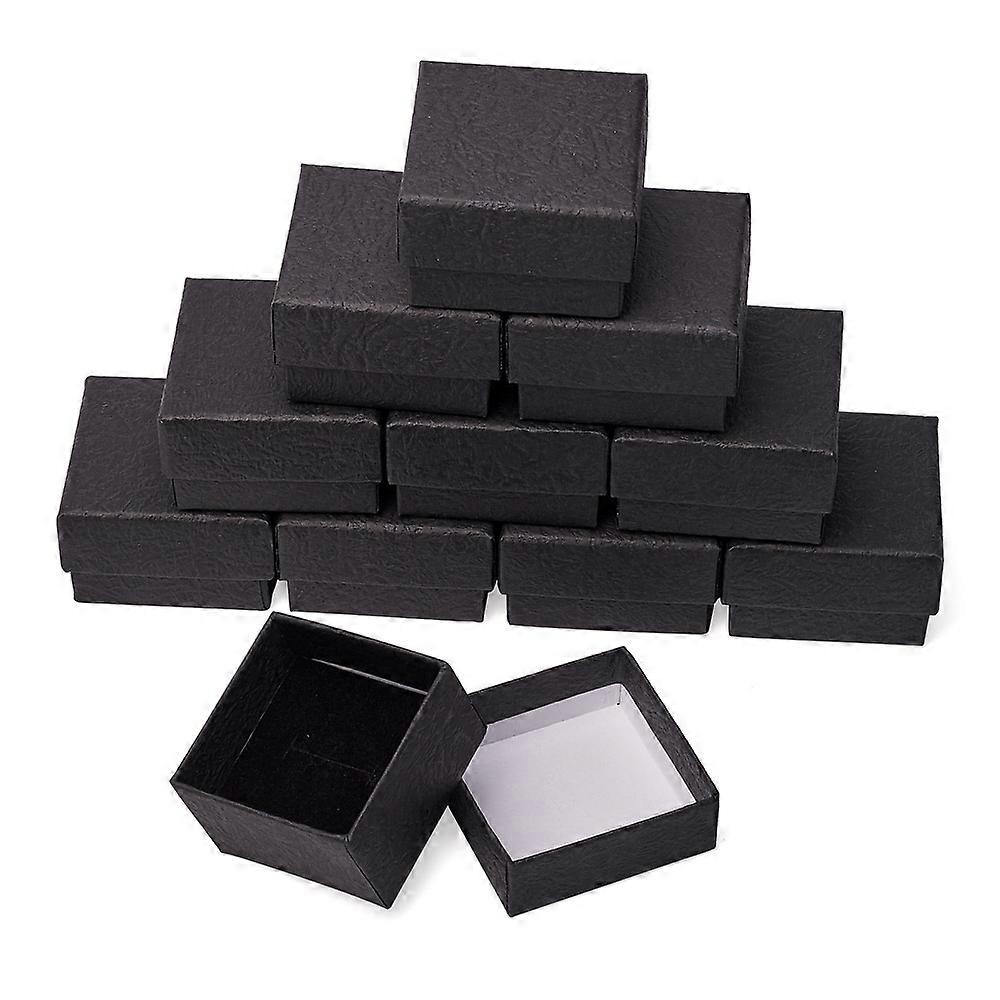 24pcs Cardboard Gift boxes with Black Sponge inside Square Black 5x5x3.3cm