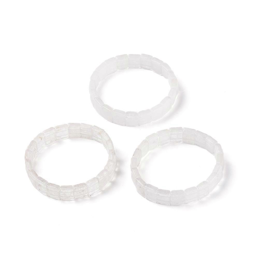 2pcs  Quartz  Stretch Bracelets Faceted Rectangle 2-3/8 inch(6cm)
