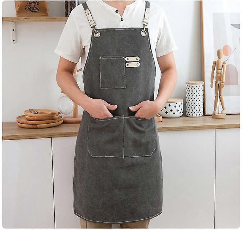 Reinforced Canvas Apron Adjustable Cross Back Pockets