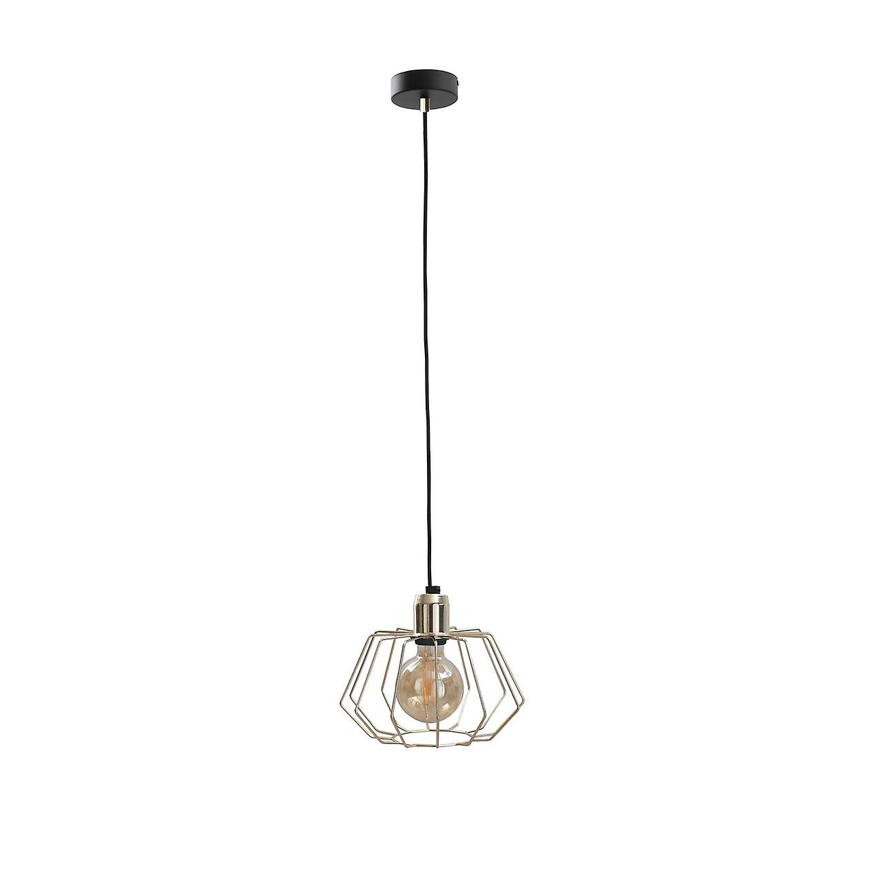 Keter Laya Wire Frame Pendant Ceiling Light Gold, 25cm, 1x E27