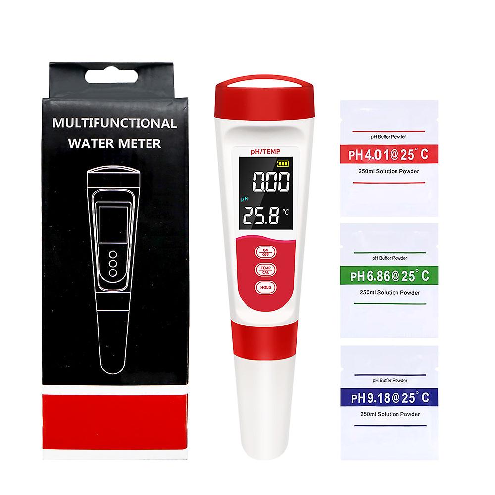 Professional Temp Ph Meter Digital Water Quality Purity Tester Temperature Pen Acidometer Detector For Pool Laboratory Aquarium
