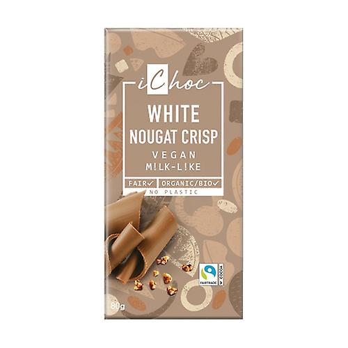 iChoc White nougat crisp - Vegan white chocolate with praline and hazelnut crunch 80 g (Hazelnut - Chocolate)