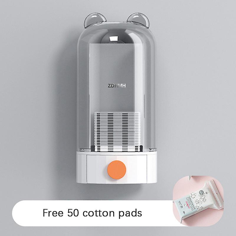 1pc Transparent Wall Hanging Cosmetic Cotton Storage Box Automatic Press Type