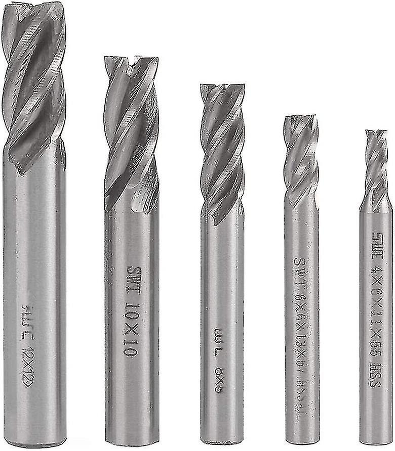 4 Pcs Milling Cutters Straight Shank Lathes Hss 4 Teeth Milling Cutter Drill