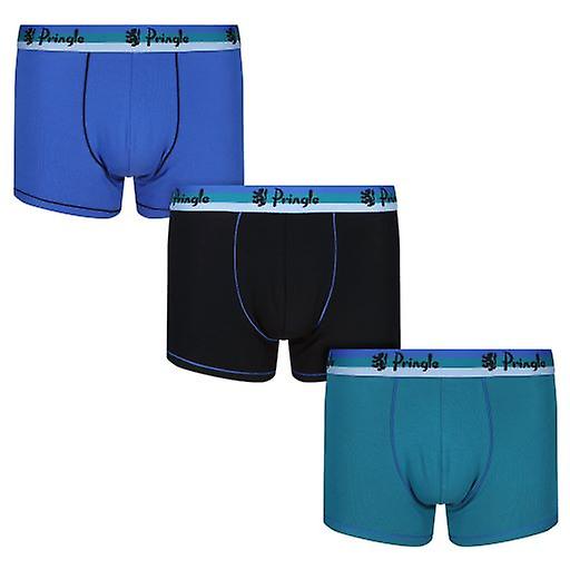 Pringle 3 Pack Bomuld Stretch Mænds Trunk - Navy / Blå / Teal