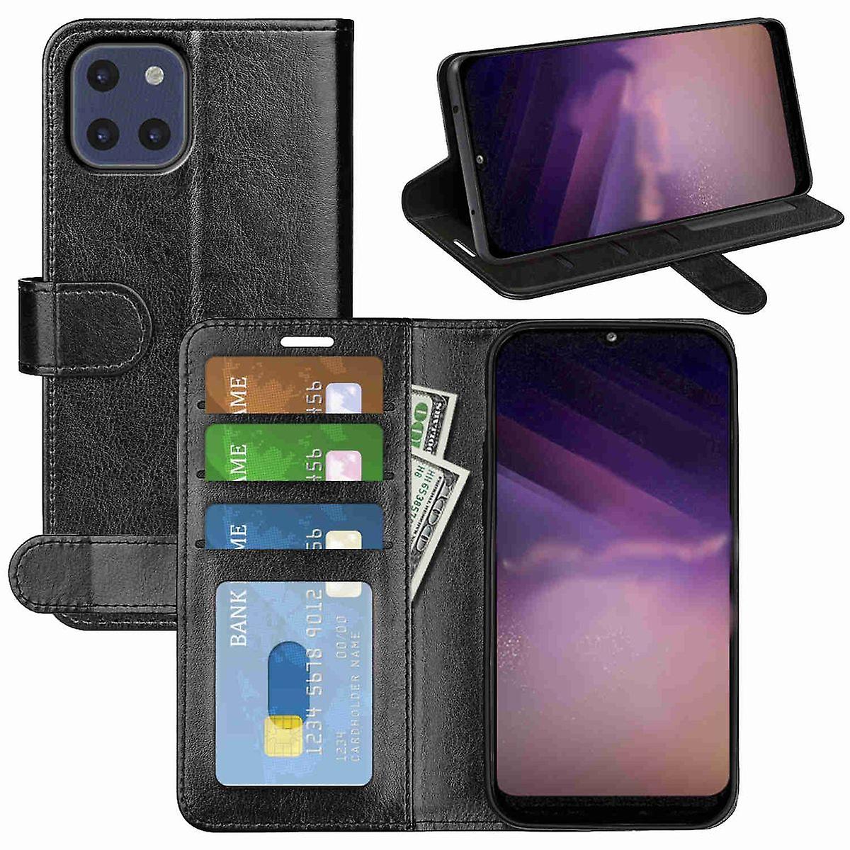 适用于三星 Galaxy A03 手机壳钱包高级保护壳保护壳保护套新配件黑色