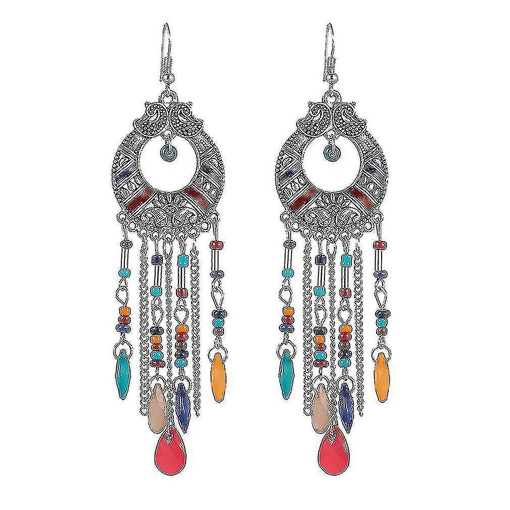 Xiersen-long Earrings Round Oildrop Small Flower Multilayered Bead Colored Alloy For Birthday Gift