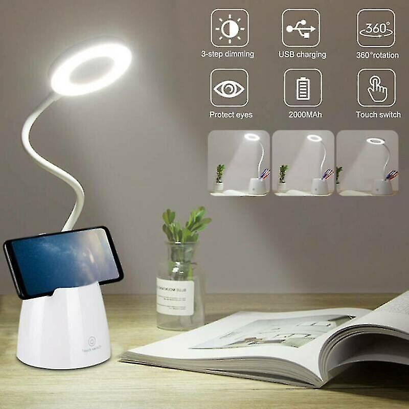 Book Lights White Light Rechargeable Led Reading Study Desk Bedside Light Dimmable Touch Control Lamp