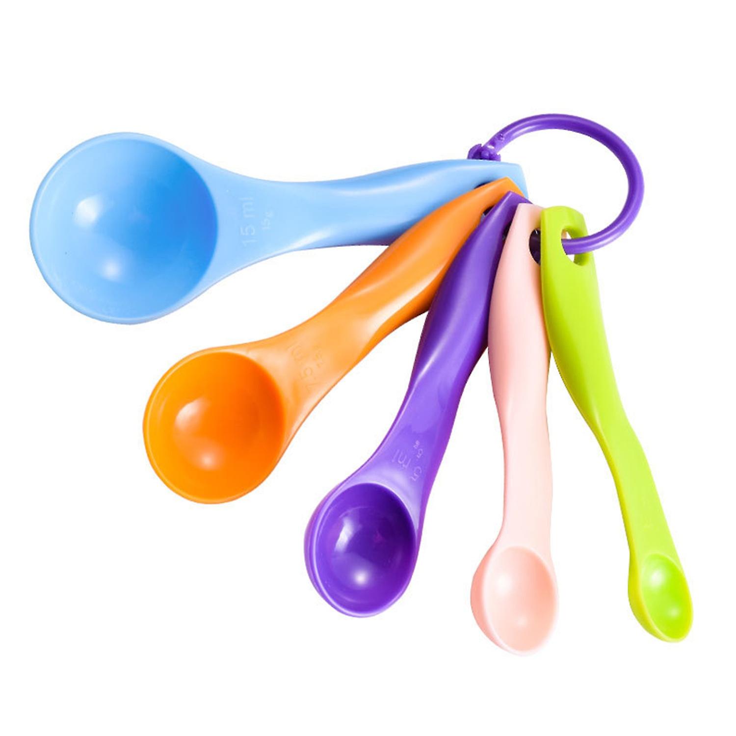 ZHOUBA 5Pcs/Set Baking Measuring Spoons 2 Scale 1/2.5/5/7.5/15g/ml Hanging Seasoning Scoops
