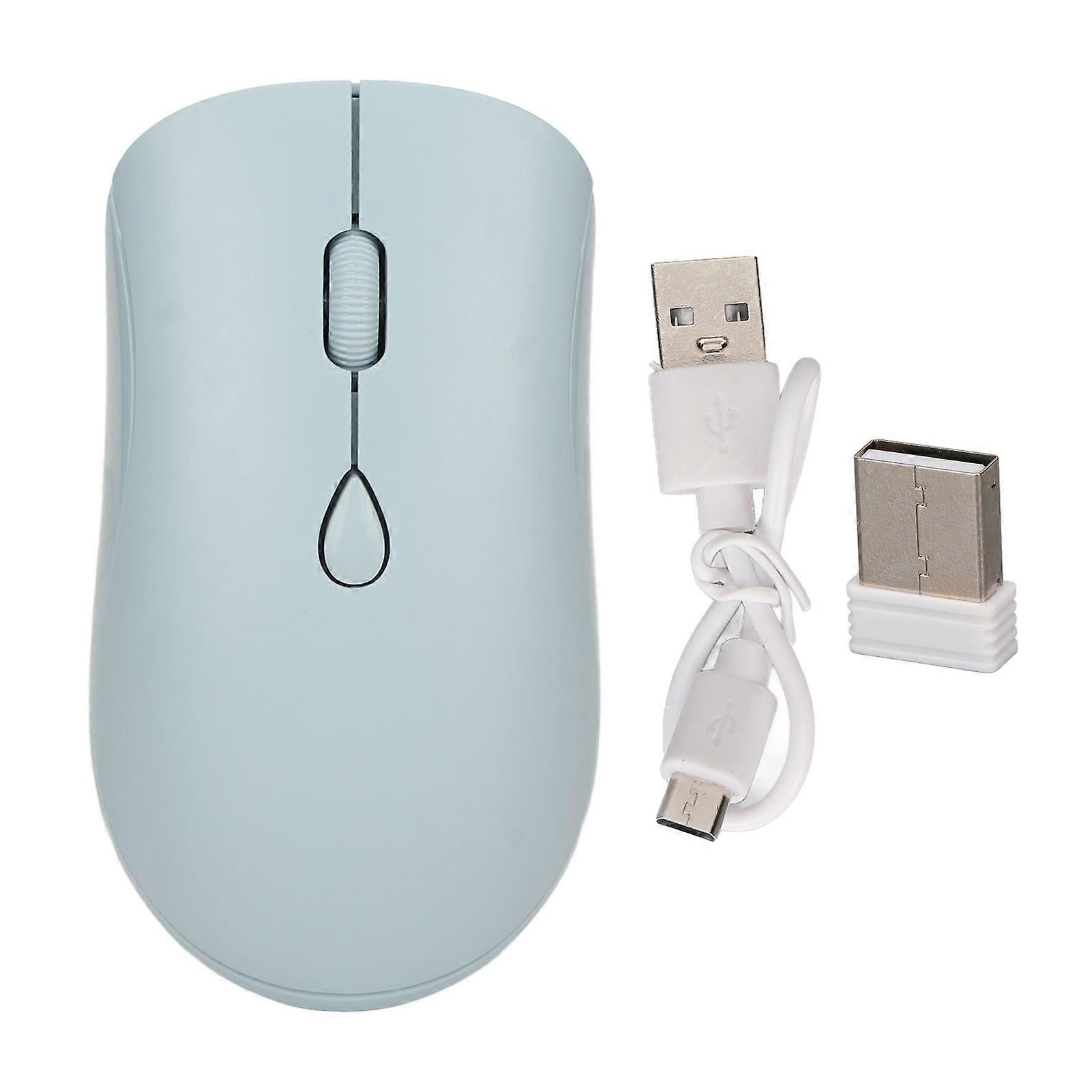 2.4GHz Wireless Mouse 1600 DPI Ergonomic Rechargeable Bluetooth 5.2 Silent Mouse for Desktop PC Blue
