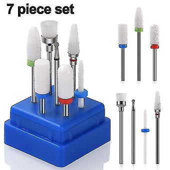 Nye 7stk keramiske neglebor sæt professionel Fjern gel akryl neglebånd Diamond Nail Drill Bit værktøjer til manicure pedicure Home Salon Brug stor