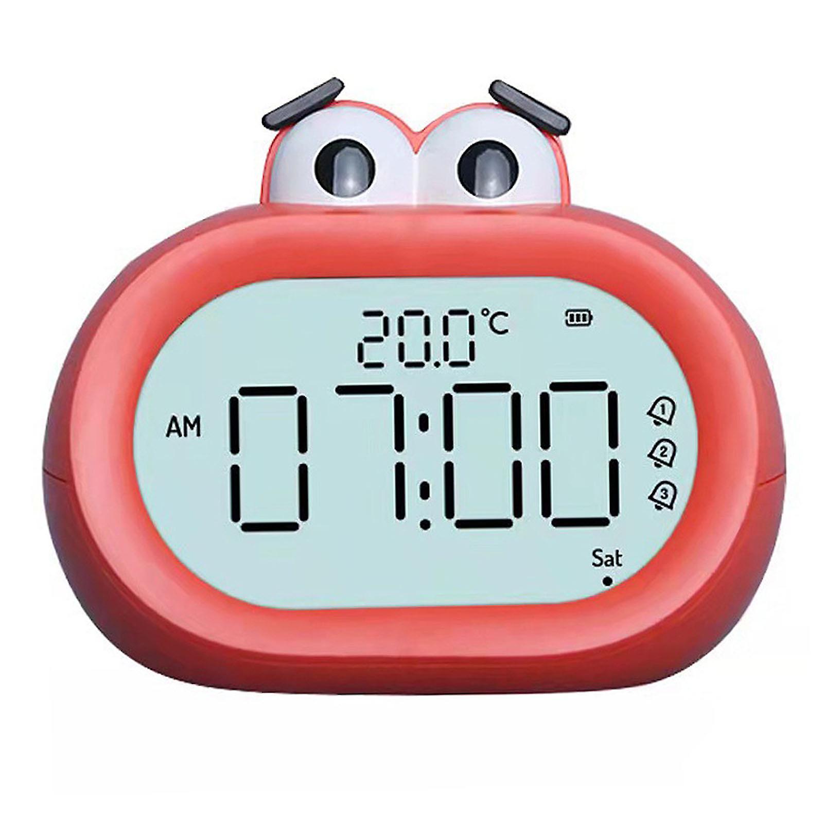 Cartoon LED Digital Alarm Clock Students Countdown Timer Clock Red Battery-Powered Design Large LCD Display Temperature Function Portabl