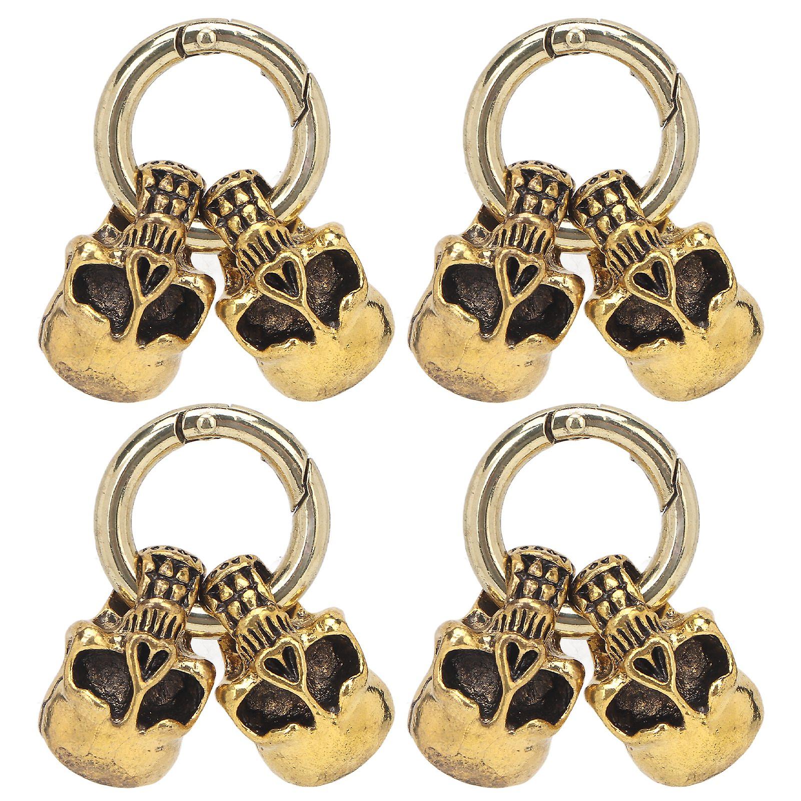 5 Pcs Skull Head Cord End Clasps DIY Making Retro Style Small Compact Alloy Material Bracelet Buckle for Jewelry