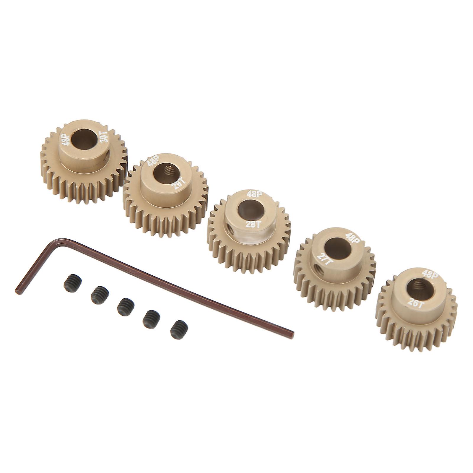 48DP 0.53 Module 5mm RC Motor Pinion Gear with Fixed Screw Hole for 1/10 Scale RC Model Car Durable Metal Gear Replacement