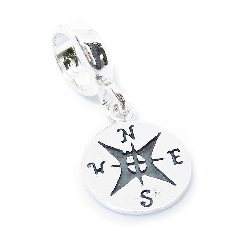 Compass Tiny Dangle Bead Sterling Silver Charm .925 X 1 Direction