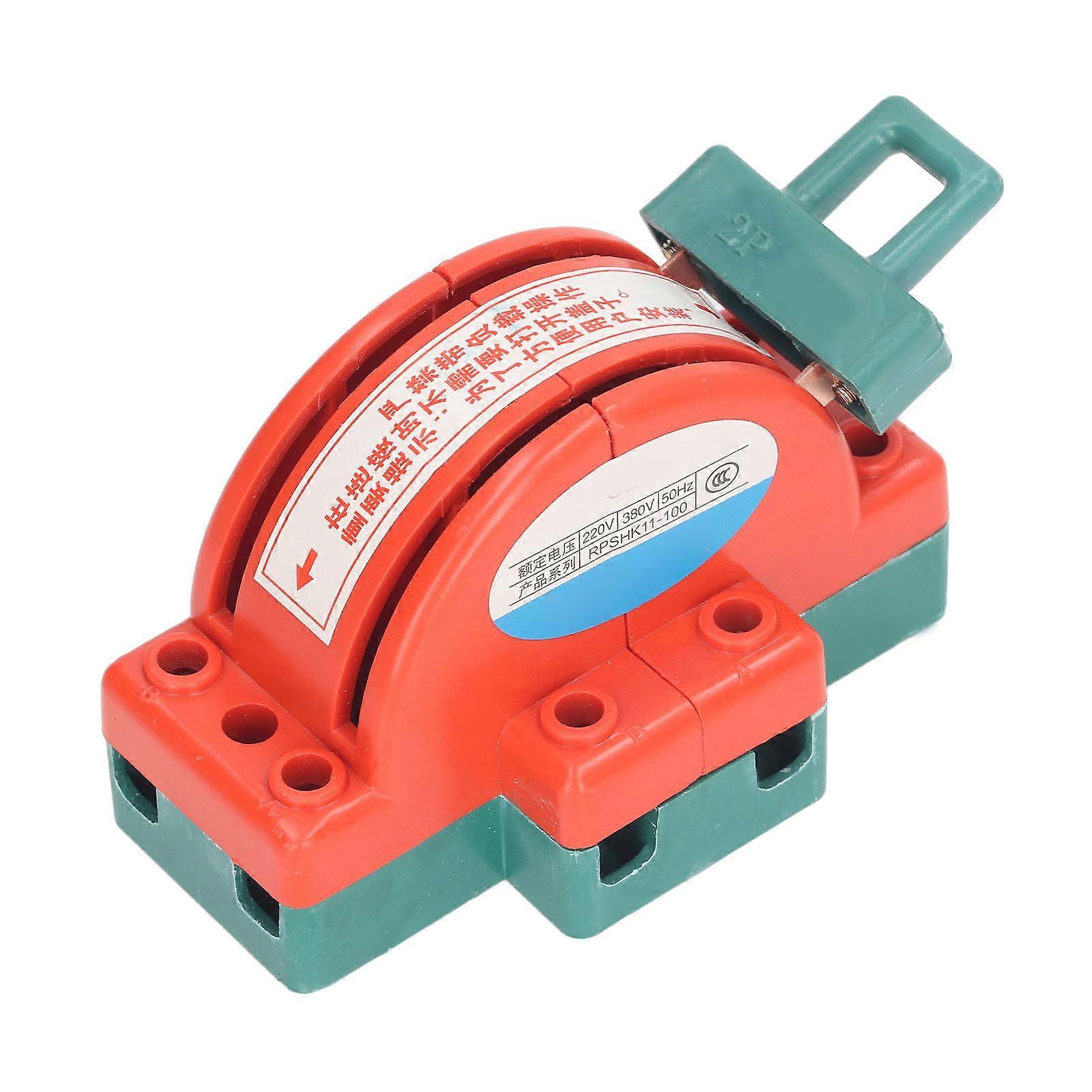 2 Pole Knife Switch Double Throw Disconnect Switch Electrical Load Switch with Fastening Rings 220V 380V 100A