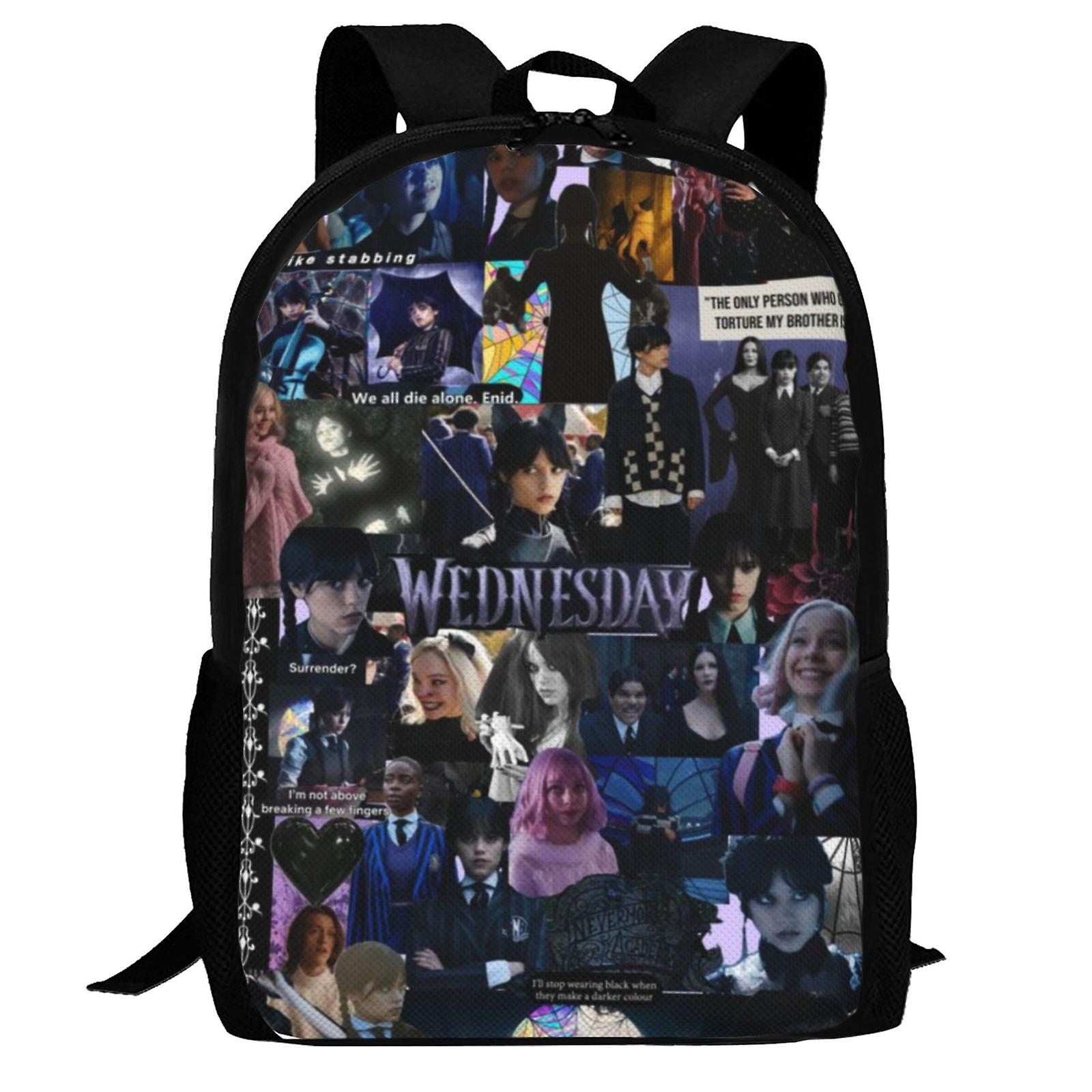 الأربعاء أدامز على ظهره ، 3D طباعة حقيبة كمبيوتر محمول خفيفة الوزن عارضة Daypack حقيبة كتب متعددة الوظائف السفر على ظهره