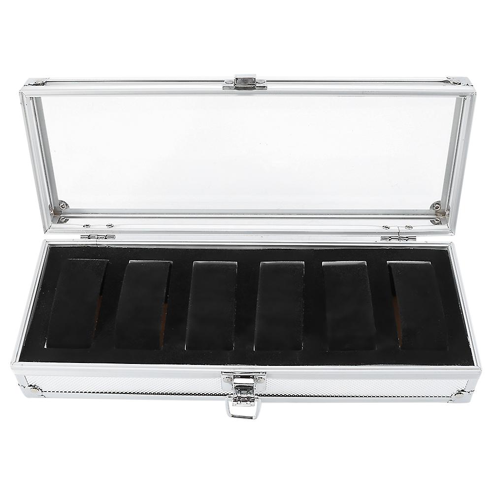 1Pc 6 Grid Slots Aluminum Rectangle Watch Jewellery Display Storage Organizer Box (6 Slots)