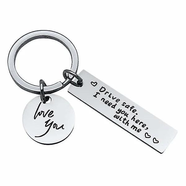 Keychain "Drive safe" stainless steel Silver
