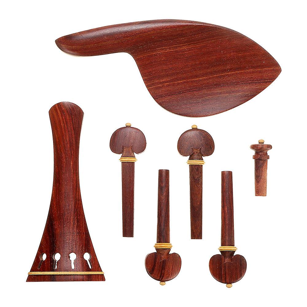 7-Piece Redwood Violin Parts Set Includes 1 Tailpiece 4 Tuning Pegs 1 Chin Rest 1 Endpin Accessories For 4/4 Violin
