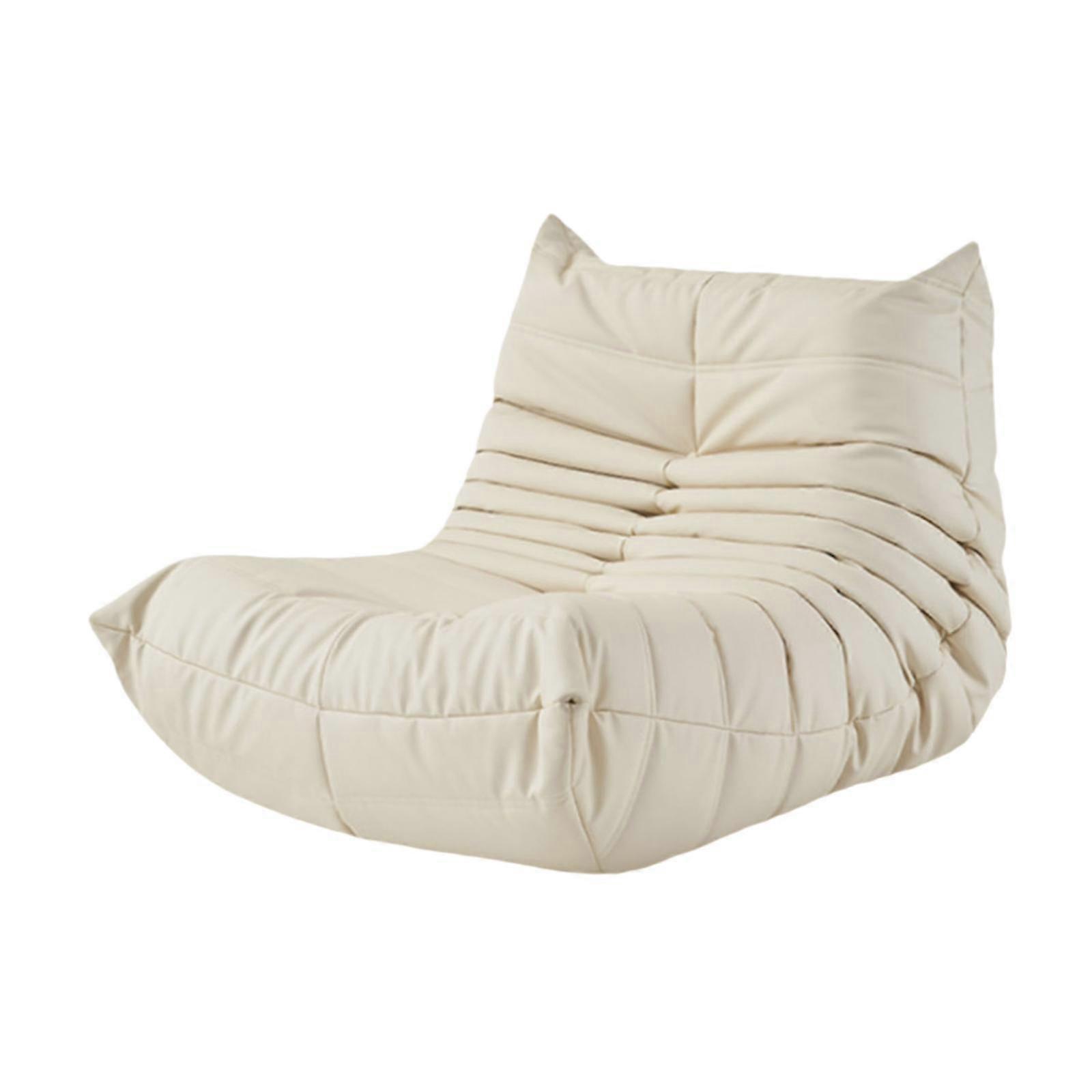 Armless Floor Sofa Space Saving Soft Modern Sofa for Adults Office Apartment Warm White