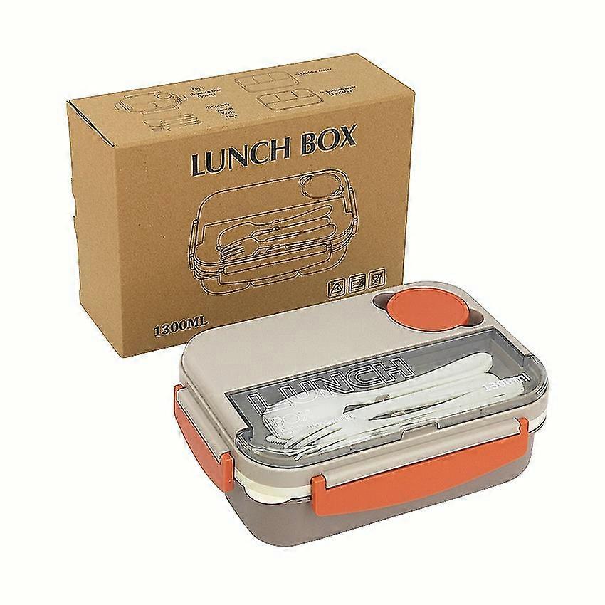 1300ml Bento Lunch Box With 4 Compartment And 1 Salad Dressing Containers, Leakproof Ento Box With Insulated Bag And Cutlery, Meal Prep Container Box