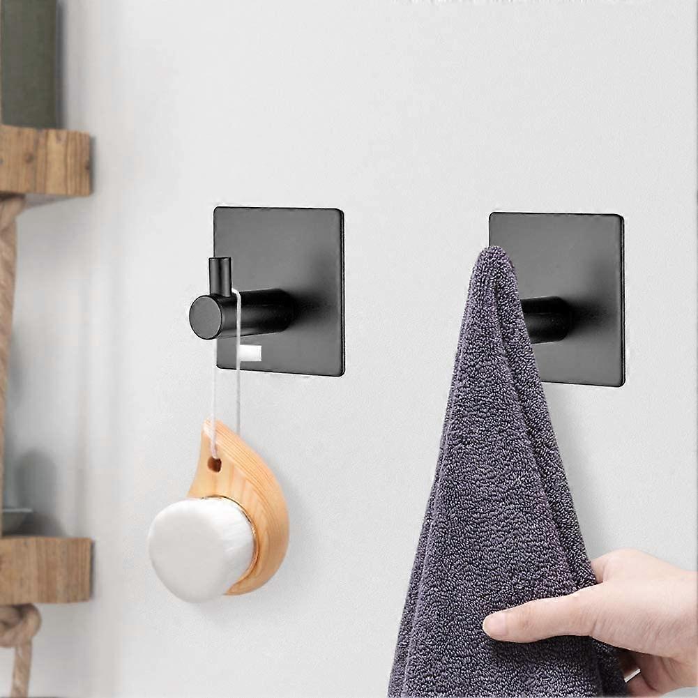 4 Pieces 3M Adhesive Hook, Bathroom Wall Adhesive Hook, Black 4.5cm