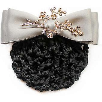 (Gris Clair) Pince cheveux pour femme avec fleur Chignon Couverture Pince cheveux Filet charpe Filet cheveux Dentelle Nud Dcoration Pince cheveux 