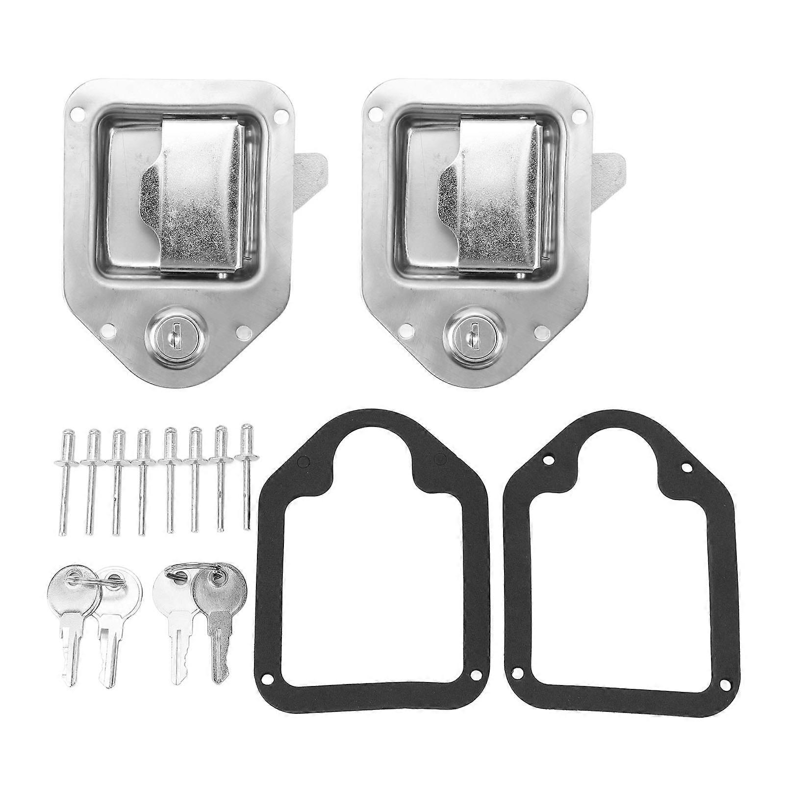 1 Pair Truck Tool Box Latch Stainless Steel Toolbox Handle Latch Paddle Lock with 4 Keys for RV Trailer UTV ATV Box E2U111