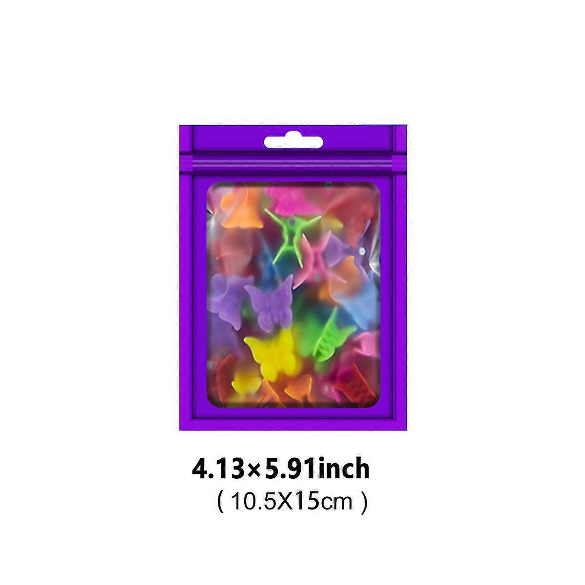 100pcs Premium Matte-Purple Mylar Bags - Resealable & Smell Proof Ziplock Pouches with Front Window - Durable, Cute & Flat Design - 4 Sizes for Lip Gl