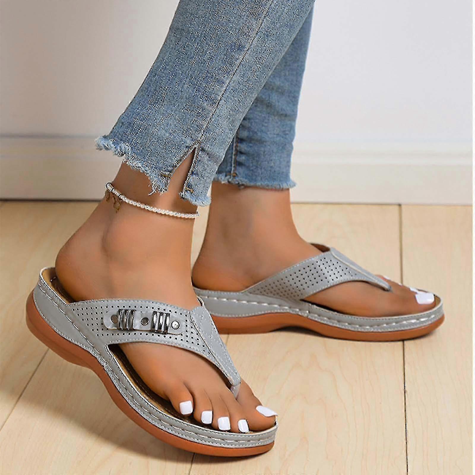 Ergonomic Women's Orthopedic Sandals With Wedge Flip-flops For Outer Beach Comfort
