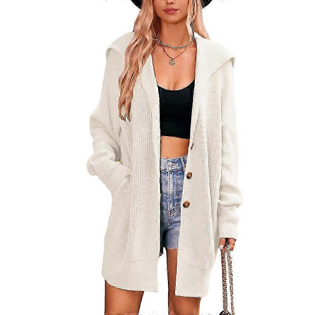 Mode Damen Pullover Herbst Einfarbig Revers Langarm Strickjacke